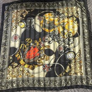 Piramit Scarf Shawl Turkey Vintage Pocket Watches Coat of Arms 44” x44” Vintage
